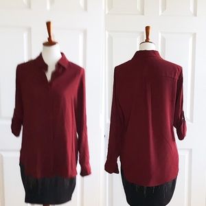 Wossimo burgundy button down shirt